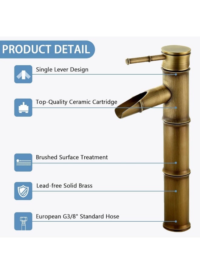 YD Premium Single-Handle Bathroom Faucet with Modern Bamboo-Inspired Design, Durable Build, Easy Installation, High Flow Efficiency, and Sleek Contemporary Style for Vanity Sinks - Image 3